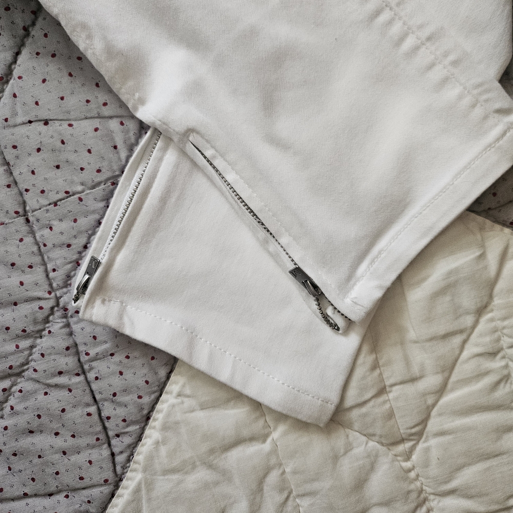 Martha Stewart Denim Ankle Jeans W/ Zipper Cuff White Pull-on Stretch - Picture 3 of 10